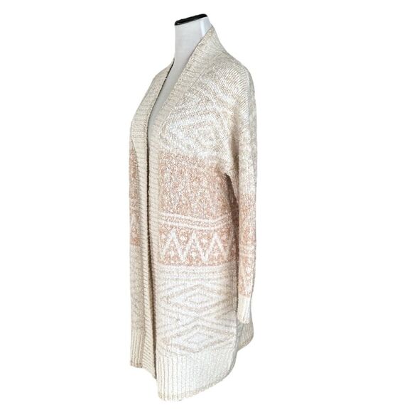 Joie Longline Nordic Cream & Tan Wool Blend Duster Cardigan Sweater Medium - Picture 5 of 10